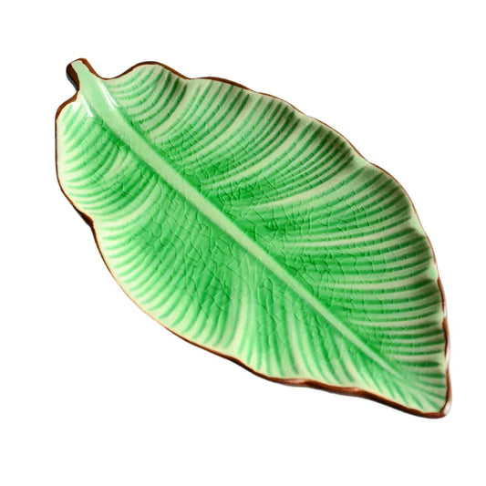Banana leaf shape leaf dish ceramic dishes ice crack glaze lovely sushi dishes tableware small plate dish - The Renmy Store Homewares & Gifts