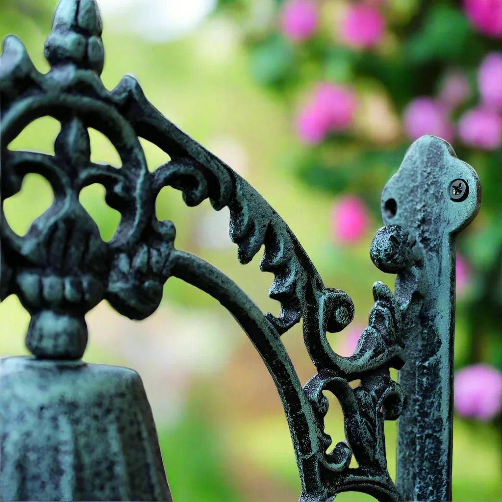 Antique Green Cast Iron Doorbell | Elegant Vintage Door Bell | Hamptons Farmhouse Decor