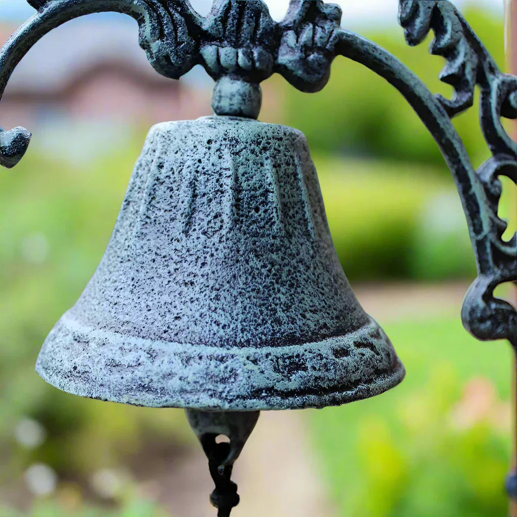 Antique Green Cast Iron Doorbell | Elegant Vintage Door Bell | Hamptons Farmhouse Decor