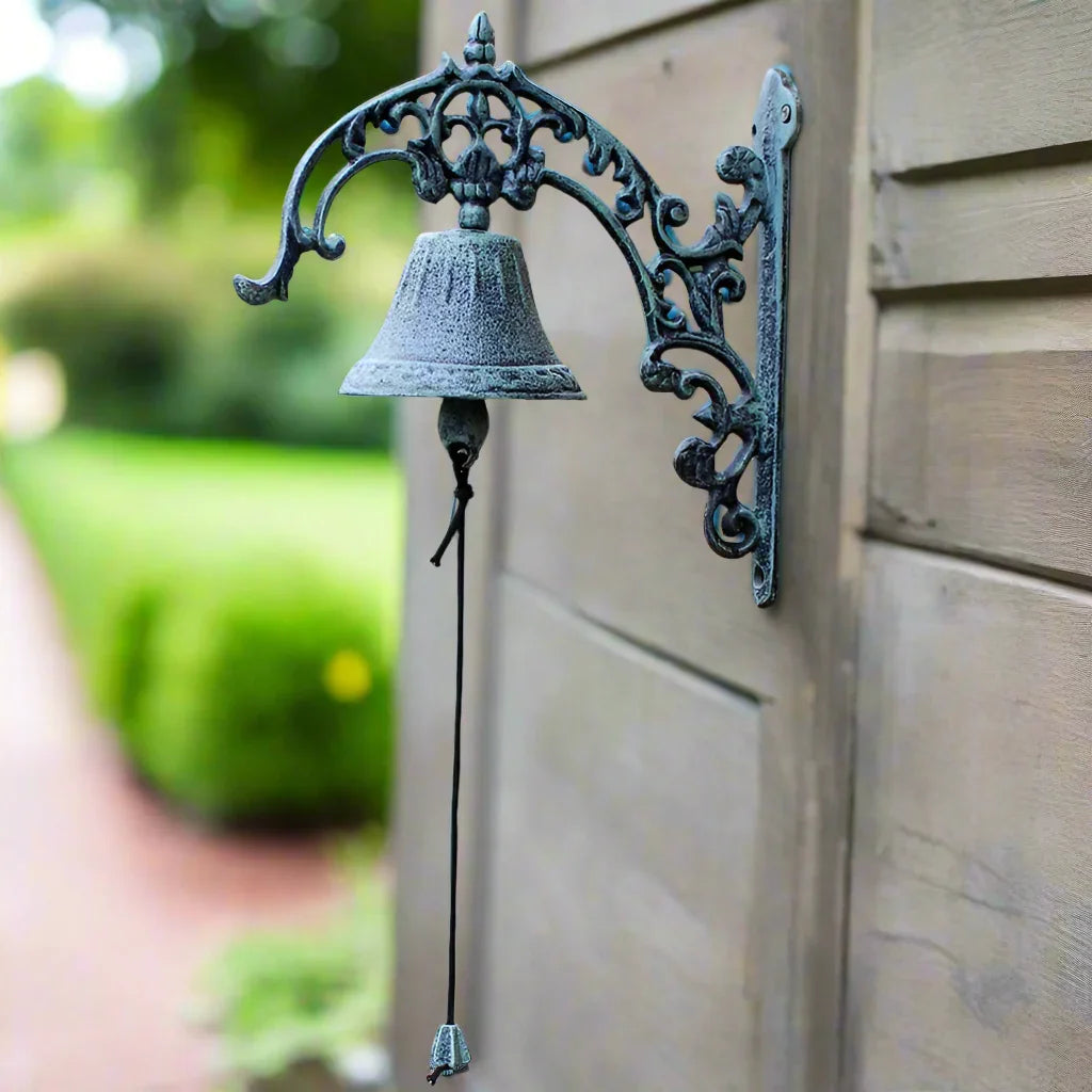Antique Green Cast Iron Doorbell | Elegant Vintage Door Bell | Hamptons Farmhouse Decor
