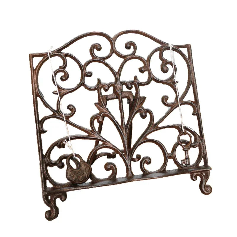 Display Stand Book Plate Easel Rustic Heart Lock Cast Iron