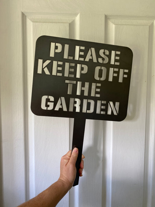 Please Keep Off Garden Sign | Corten Steel Rusty Metal Australian Made