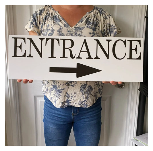 Entrance Arrow Sign Black White - Outdoor Directional Sign