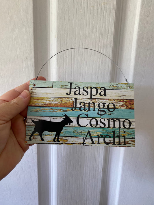 Goat Names Sign Custom Personalised | Country Blue Timber Wood Look