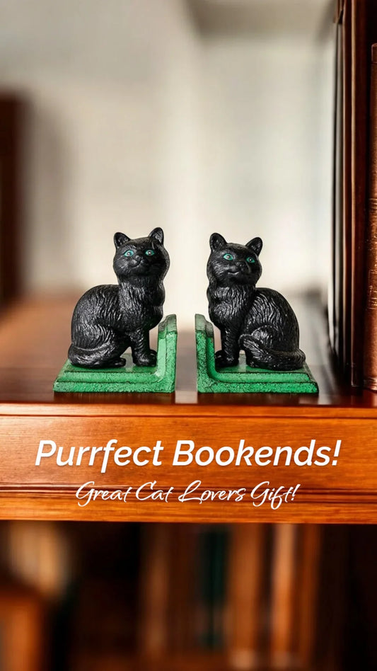 Book Ends Bookend Black Cat Cast Iron