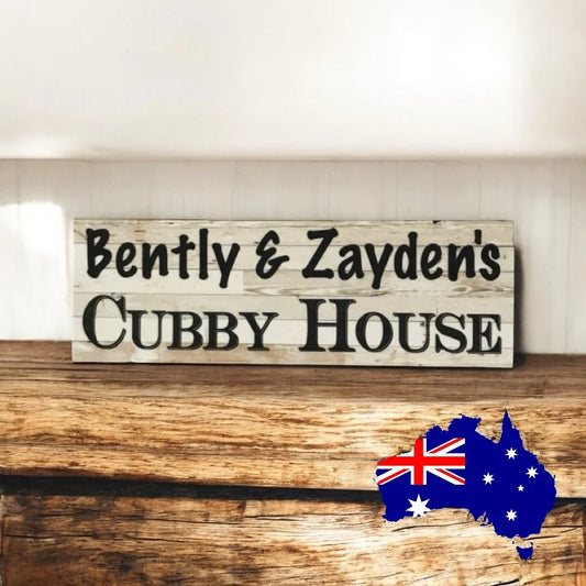 Cubby House Custom Personalised Kids Name Sign