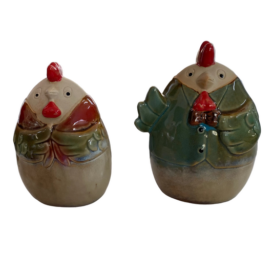 Chicken & Rooster Nan & Pop Ceramic Ornaments | Country Life Farmhouse Decor