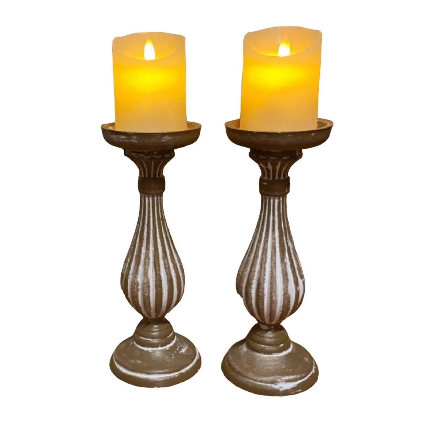Candle Holder Pillar Rustic Set of 2 - The Renmy Store Homewares & Gifts