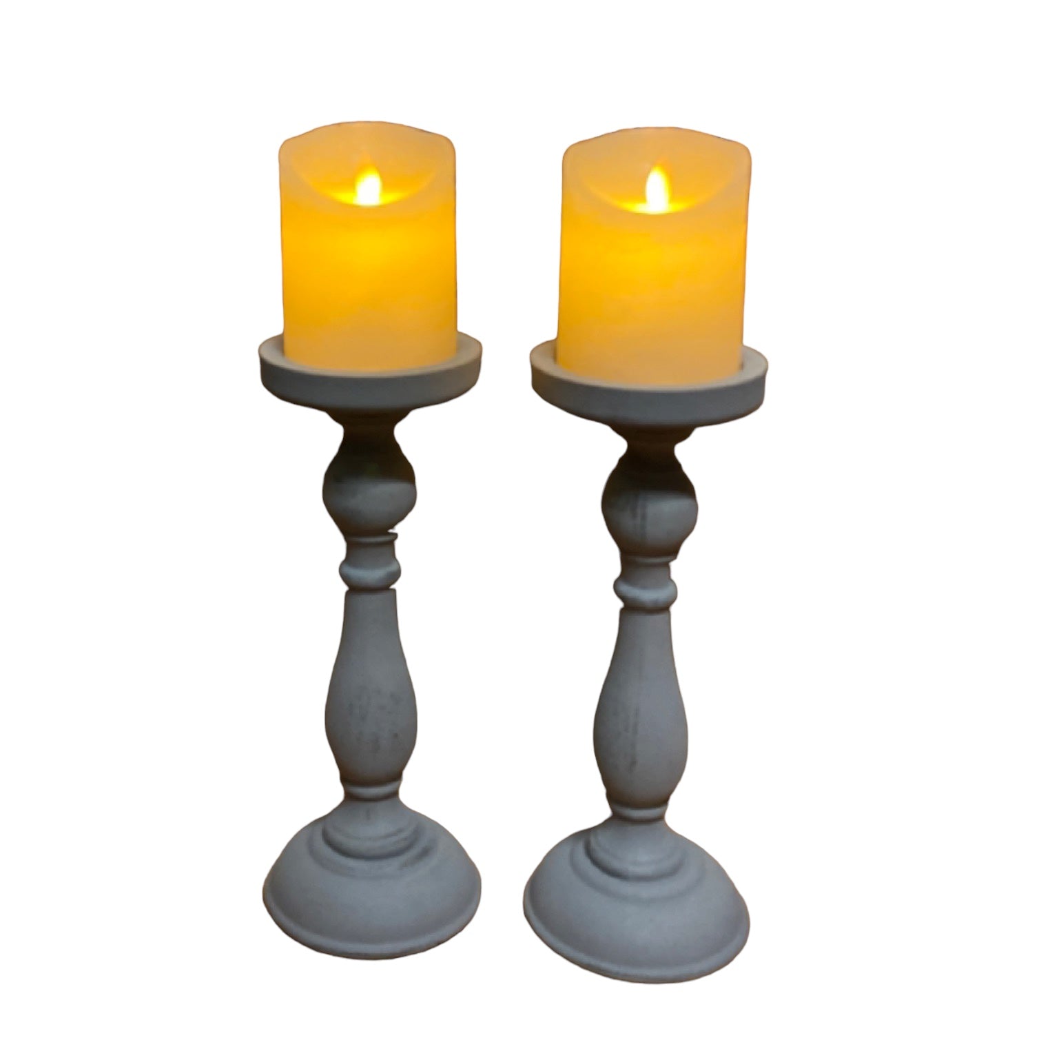 Candle Holder Pillar Set of 2 Vintage Grey - The Renmy Store Homewares & Gifts 