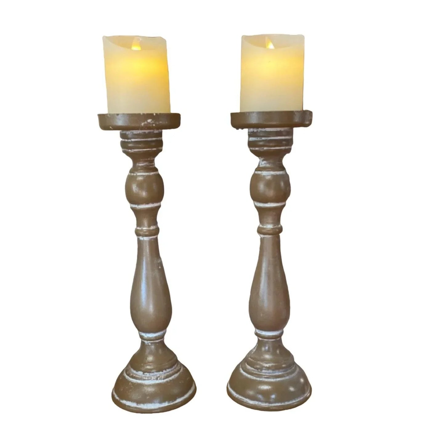 Candle Holder Pillar Natural Set of 2 - The Renmy Store Homewares & Gifts