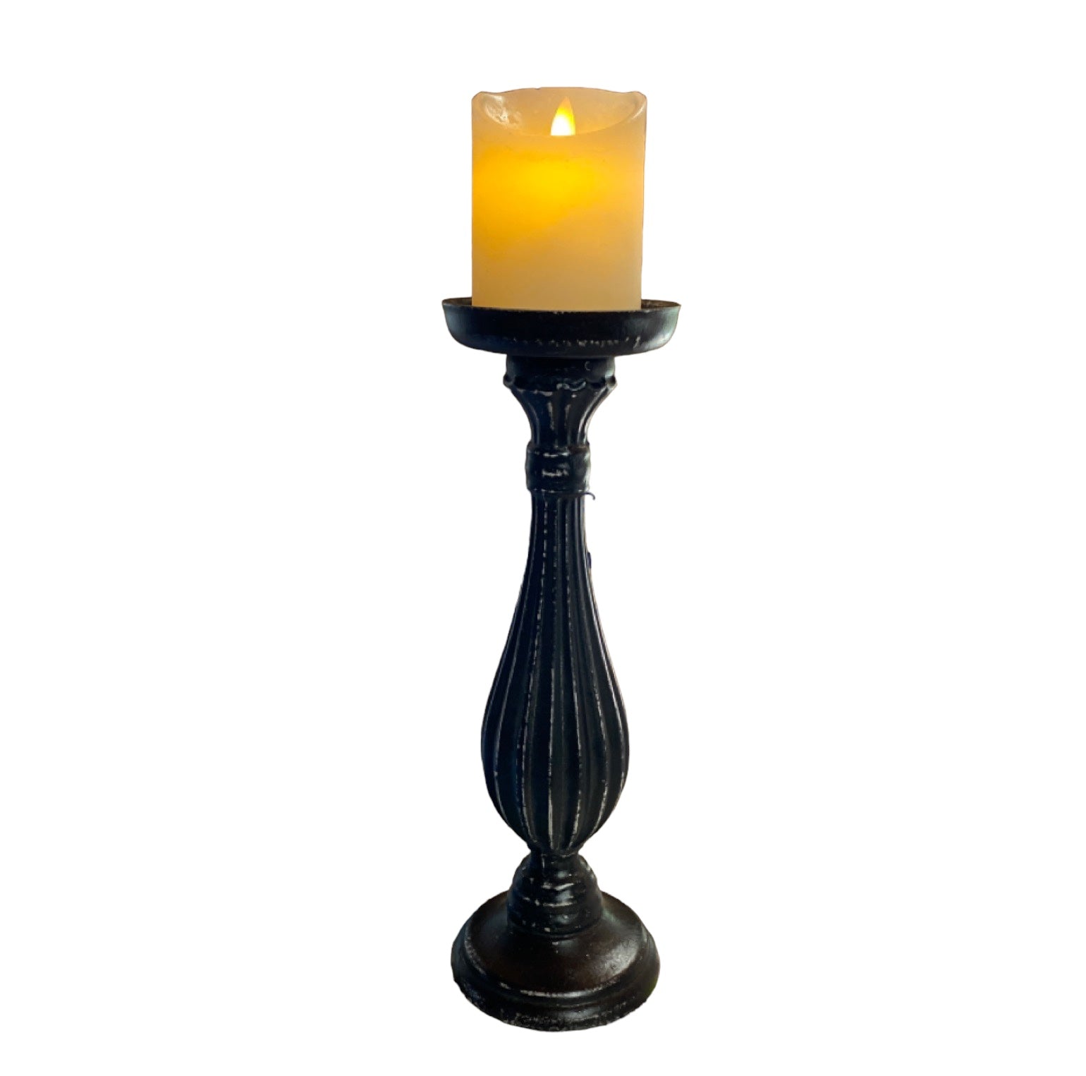 Candle Holder Pillar Vintage Black - The Renmy Store Homewares & Gifts 