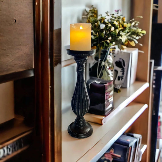 Candle Holder Pillar Vintage Black - The Renmy Store Homewares & Gifts