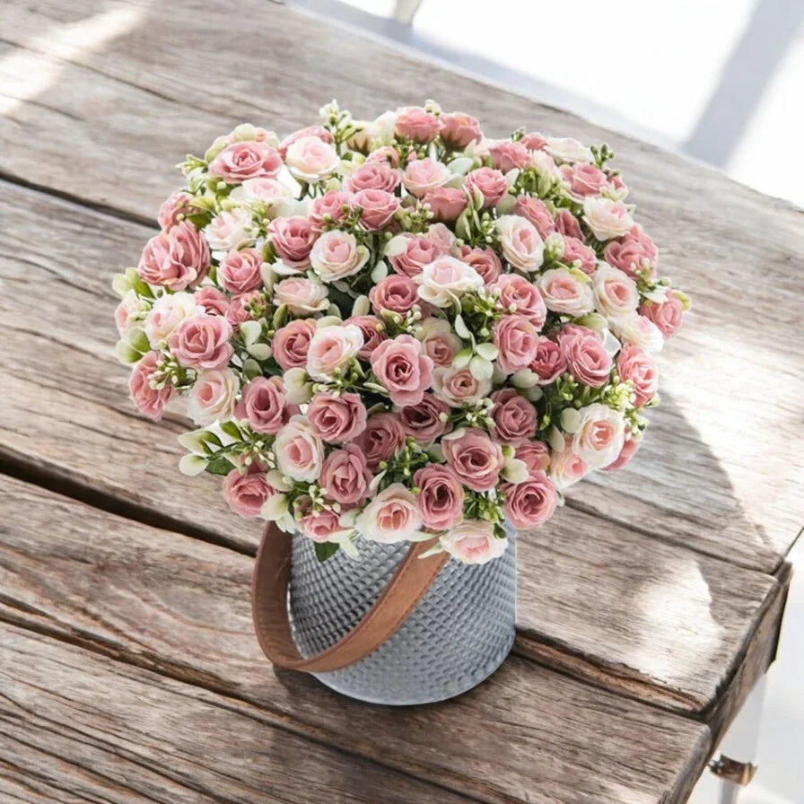 Rose 15 Bouquet Vase Decoration Artificial Flower