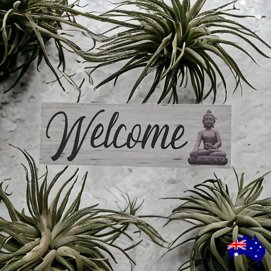 Welcome Buddha Thai Tropical Zen Sign - The Renmy Store Homewares & Gifts