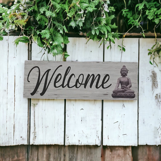 Welcome Buddha Thai Tropical Zen Sign - The Renmy Store Homewares & Gifts 