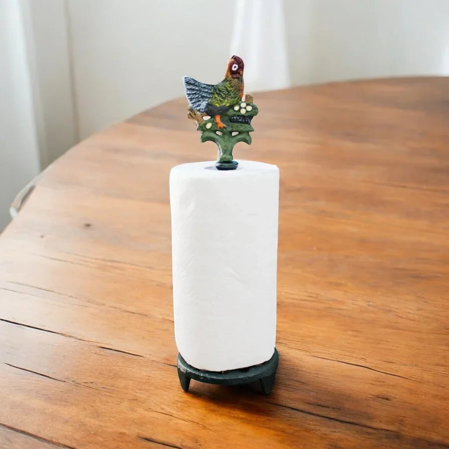 Paper Towel Holder Chicken Country Cast Iron
