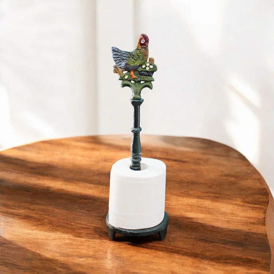 Paper Towel Holder Chicken Country Cast Iron