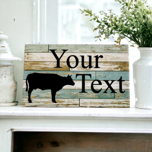 Cow Blue Personalised Custom Farm Sign - The Renmy Store Homewares & Gifts 
