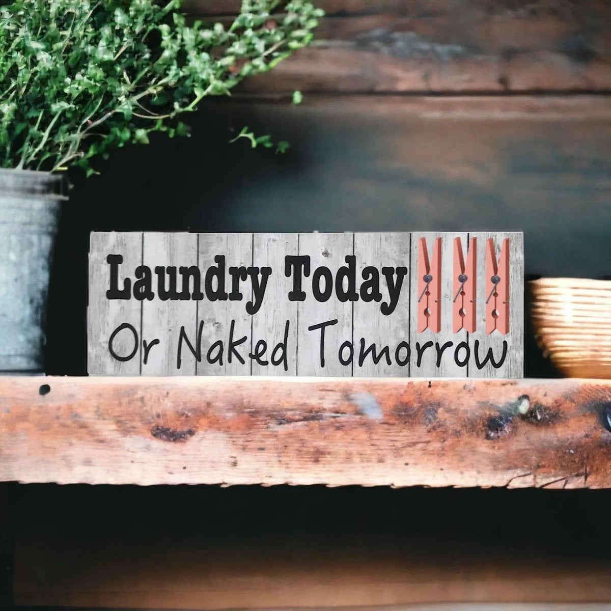 Laundry Today Naked Tomorrow White Wash Sign - The Renmy Store Homewares & Gifts