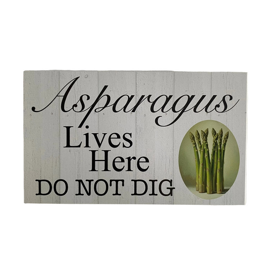 Asparagus Lives Here Do Not Dig Garden Sign | Veggie Patch Signage Aussie Made