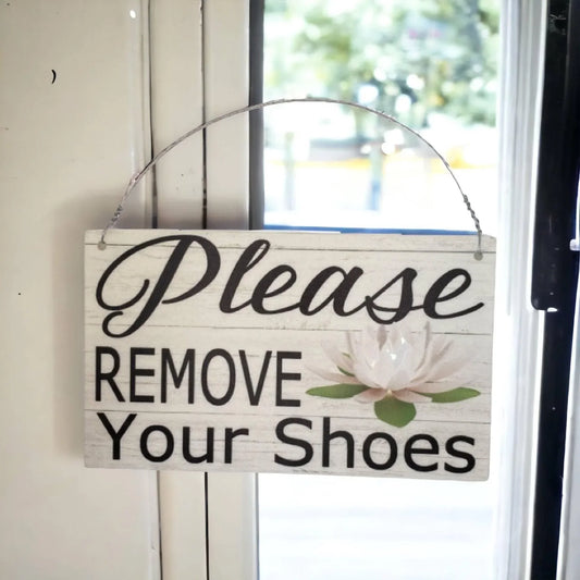 Please Remove Your Shoes Lotus Flower Sign - The Renmy Store Homewares & Gifts