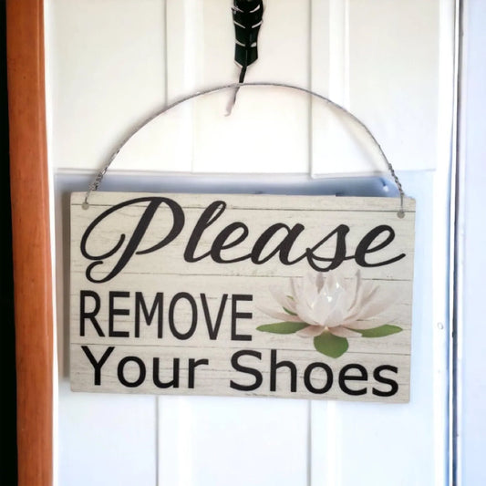 Please Remove Your Shoes Lotus Flower Sign - The Renmy Store Homewares & Gifts