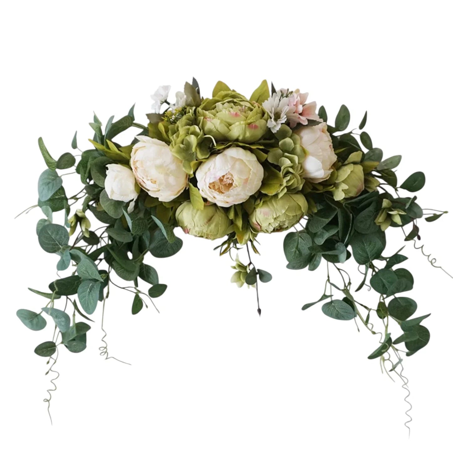 Wreath White Green Floral Artificial Door Home Decor