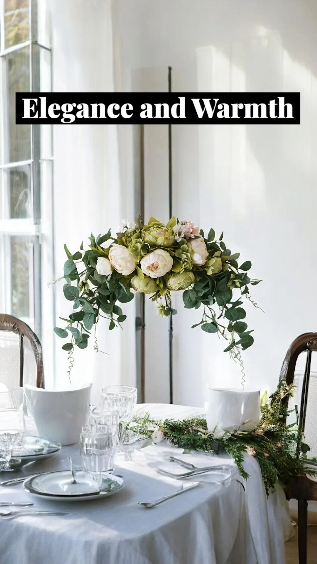 Wreath White Green Floral Artificial Door Home Decor