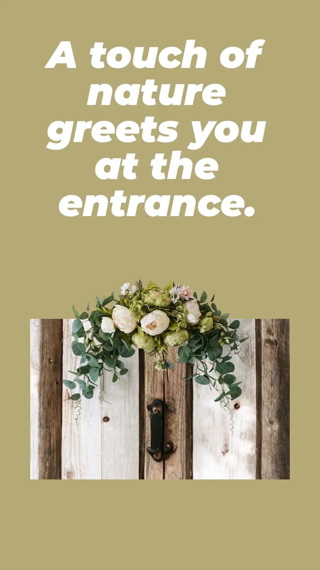 Wreath White Green Floral Artificial Door Home Decor
