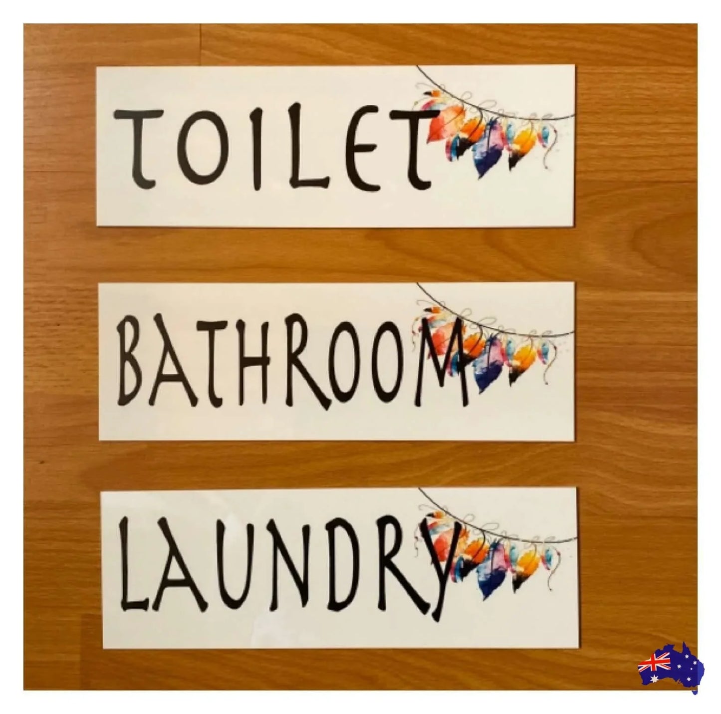 Boho Feather Toilet Laundry Bathroom Door Sign - The Renmy Store Homewares & Gifts