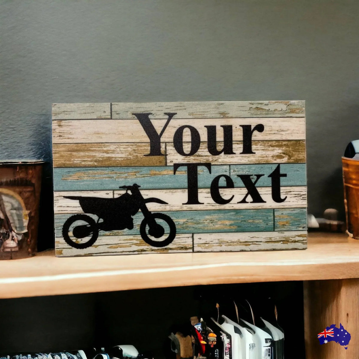 Dirt Bike Motorbike Blue Custom Personalised Sign - The Renmy Store Homewares & Gifts