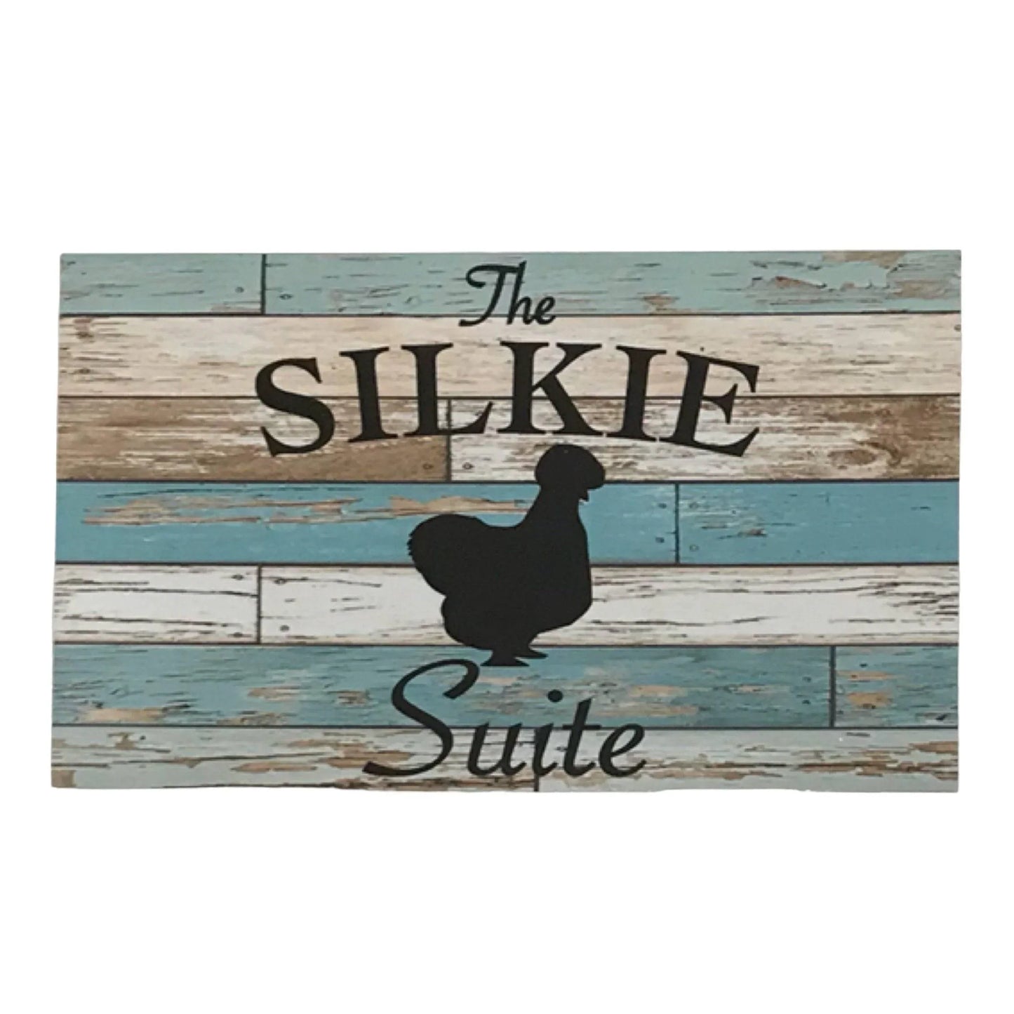 Silkie Chicken Suite Blue Timber Style Sign - The Renmy Store Homewares & Gifts