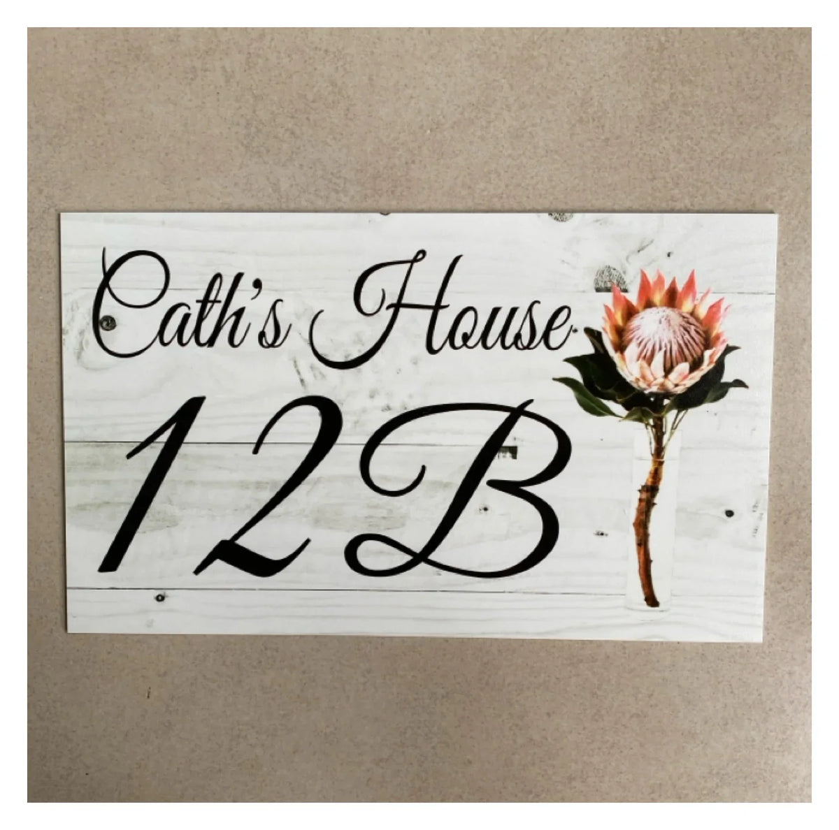 Custom Protea Flower Sign | Personalised Acrylic House & Garden Sign | Coastal Hamptons Decor | Aussie Made