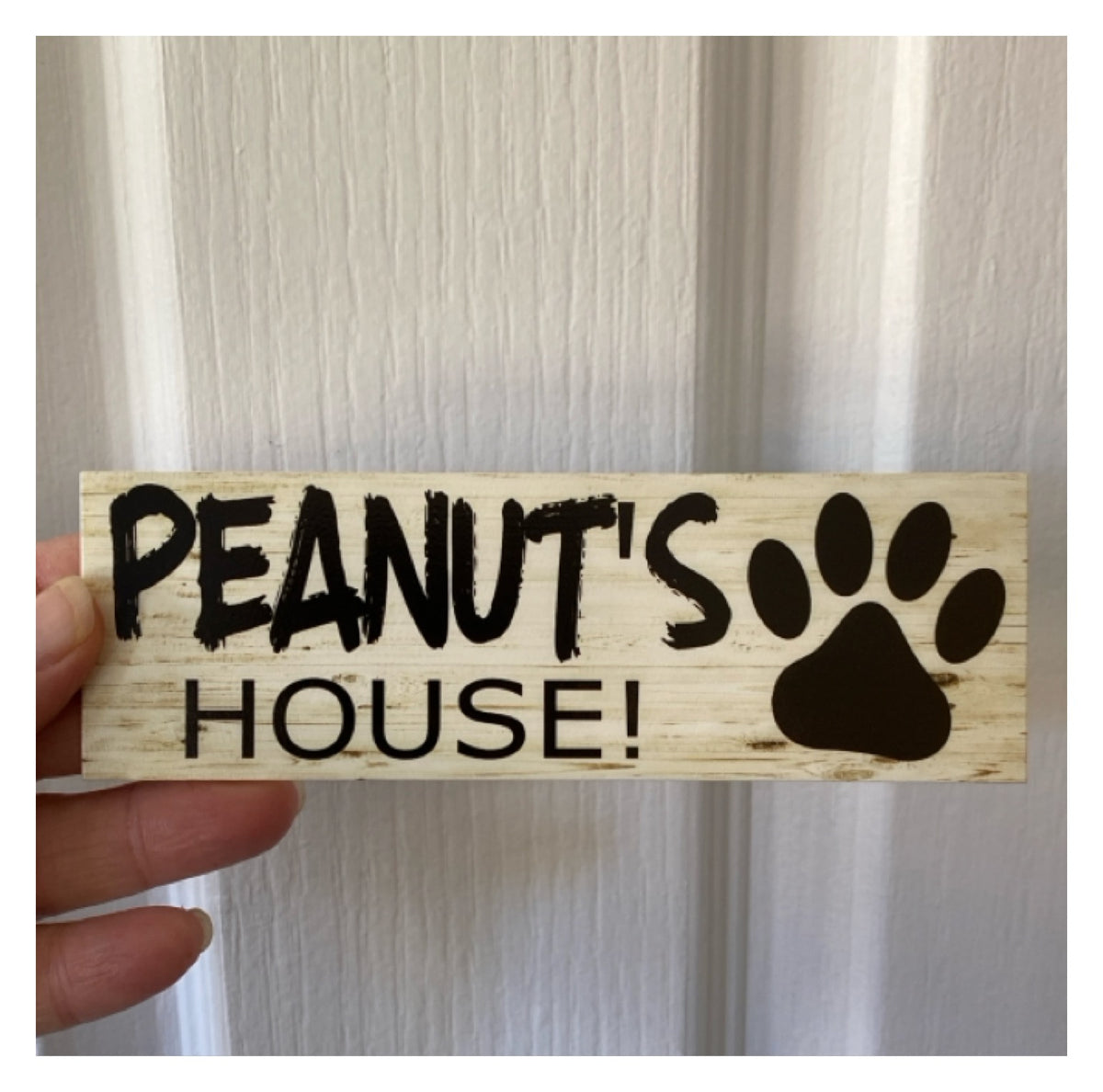 Custom Dog Kennel Sign or Sticker | Personalised Paw Print Pet Sign | Timber Look Acrylic | Aussie Made