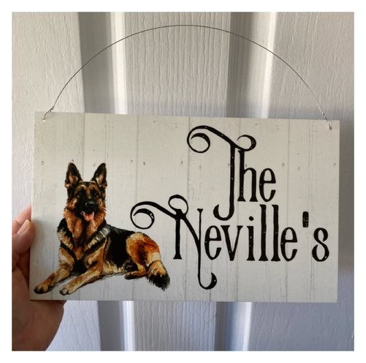 German Shepherd Dog Custom Personalised Sign | Timber Look | Outdoor Aussie Made