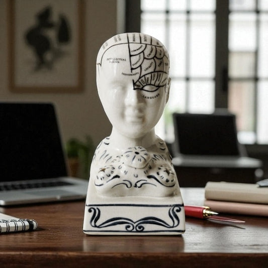 Phreno Phrenology Head Scroll Human Retro Vintage Ornament
