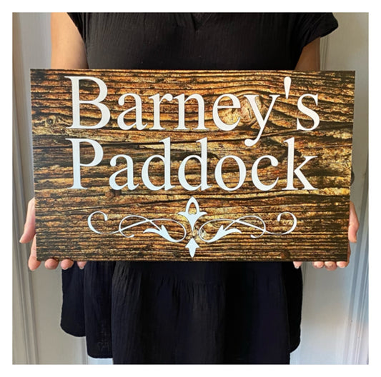 Custom Personalised Dark Wood Look Sign