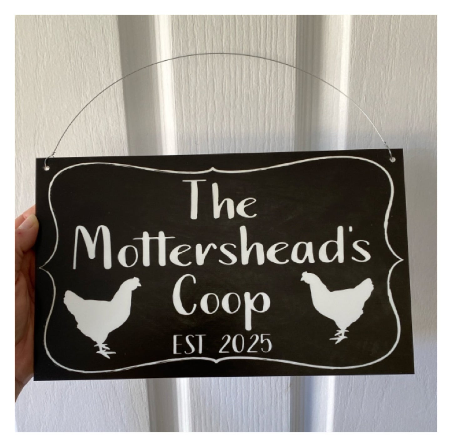 Chicken Hen Custom Personalised Two Chick Sign