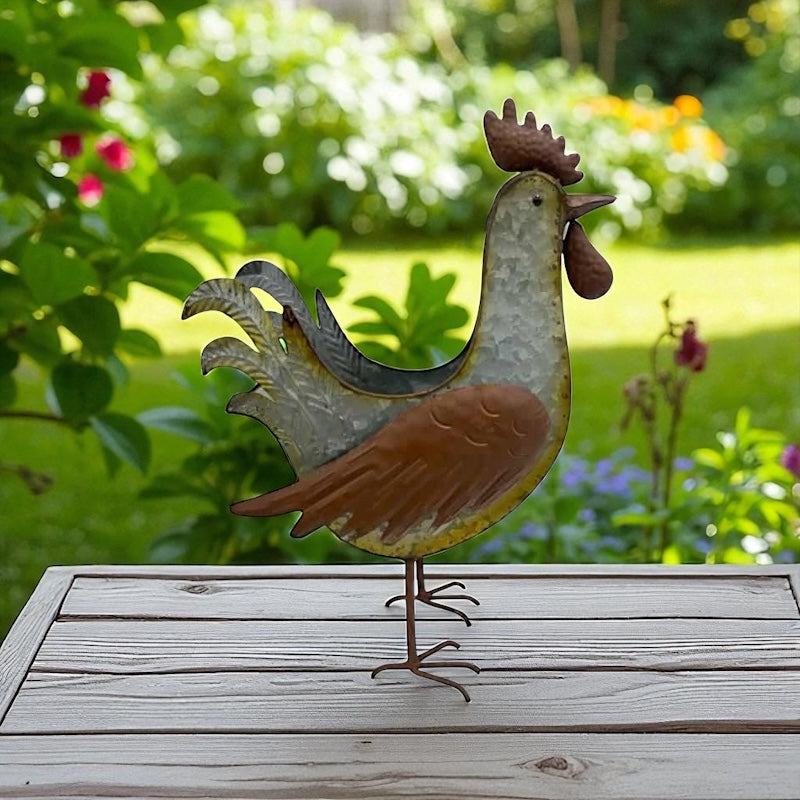 rooster planter pot Rooster Hen Rustic Metal Planter Pot 39.5cm