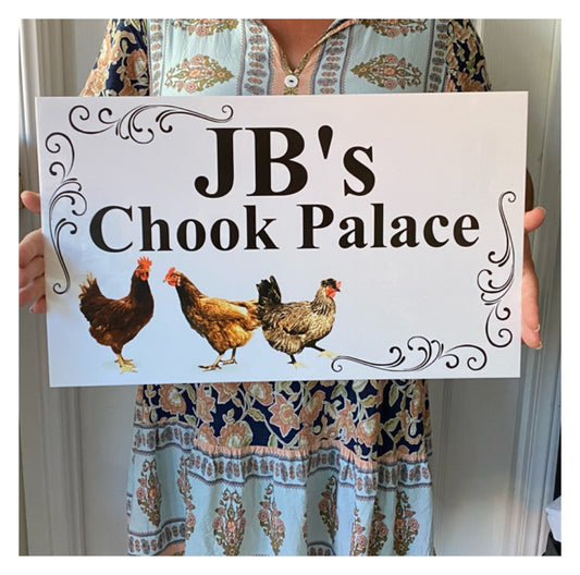 Custom Chicken Hen Coop Sign - Personalised White Signage - Australian Made
