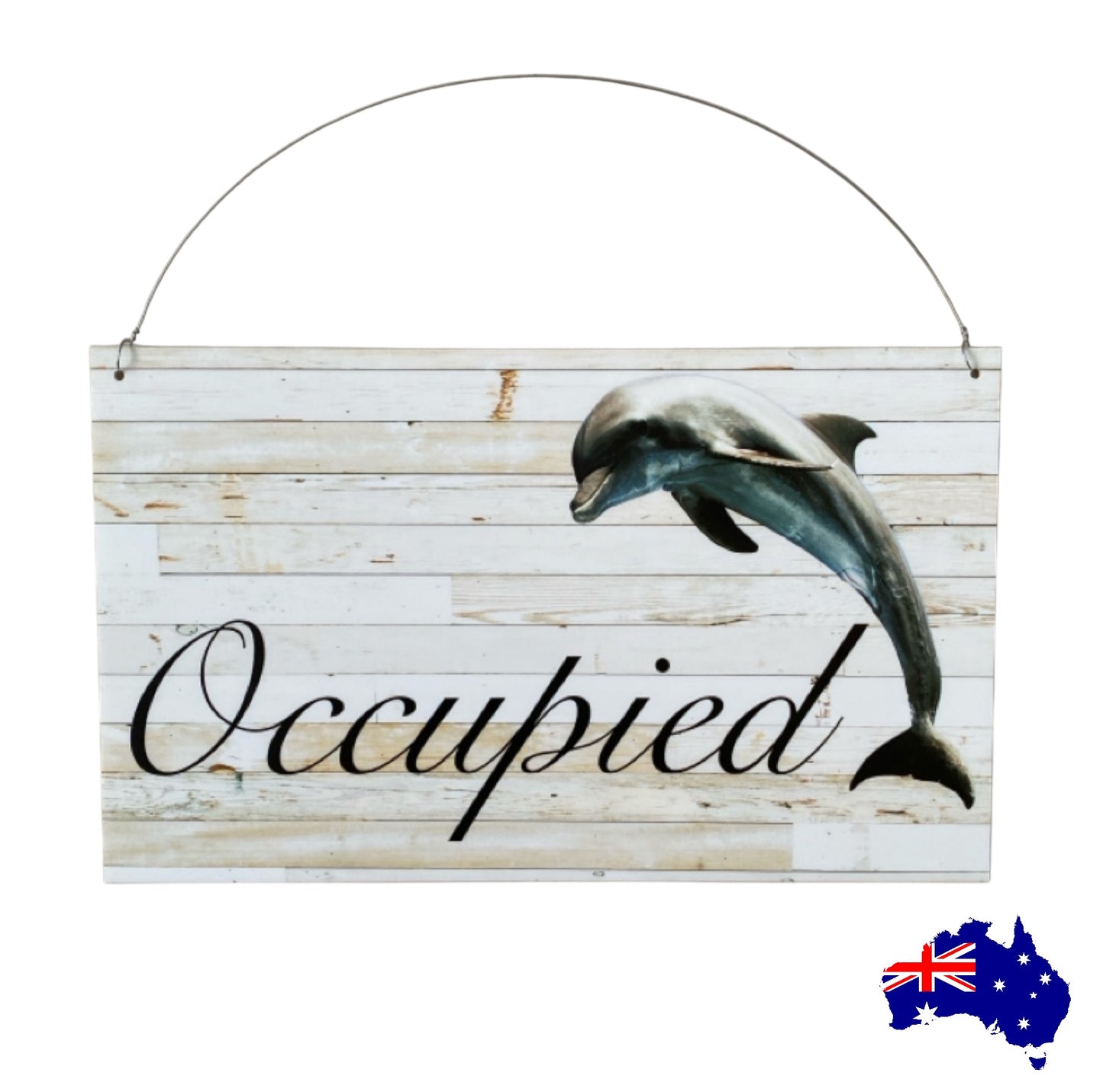 Dolphin Occupied Vacant Toilet Bathroom Door Beach Sign