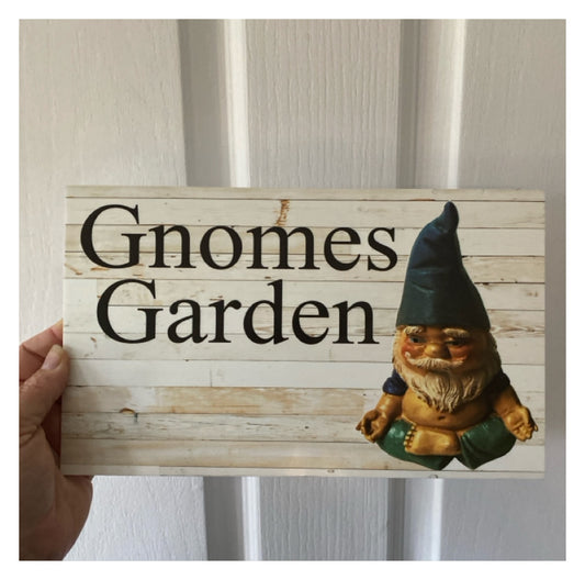 Gnome Custom Personalised Rustic Garden Sign