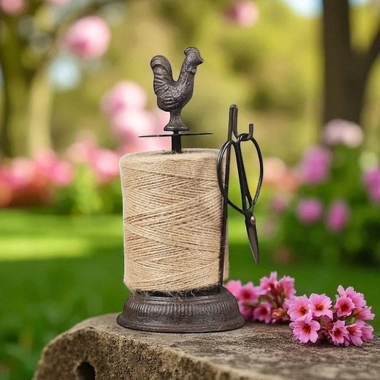 String Holder Cast Iron Rustic Garden Rooster