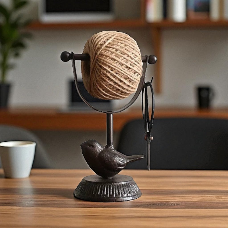 String Holder Cast Iron Rustic Garden Bird