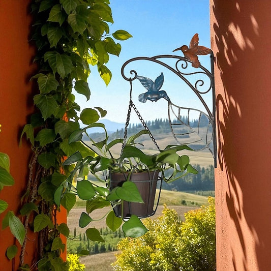 Hanging Planter Pot Wall Bracket Metal Bird Garden