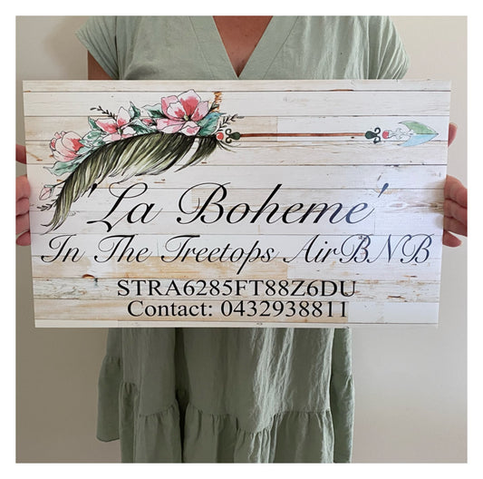 Feather Flower Arrow Custom Personalised Sign