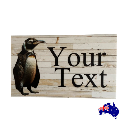 Penguin Retro Steampunk Personalised Custom Sign