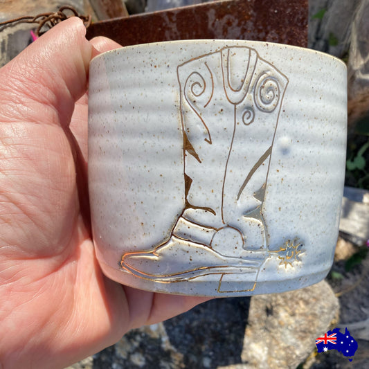 Mug Cup Country Boots Pottery Ceramic Aussie Made