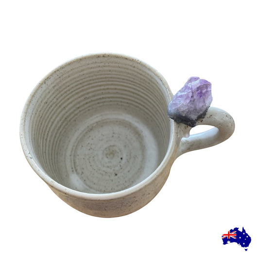 Mug Cup Amethyst Crystal Pottery Ceramic Aussie Made