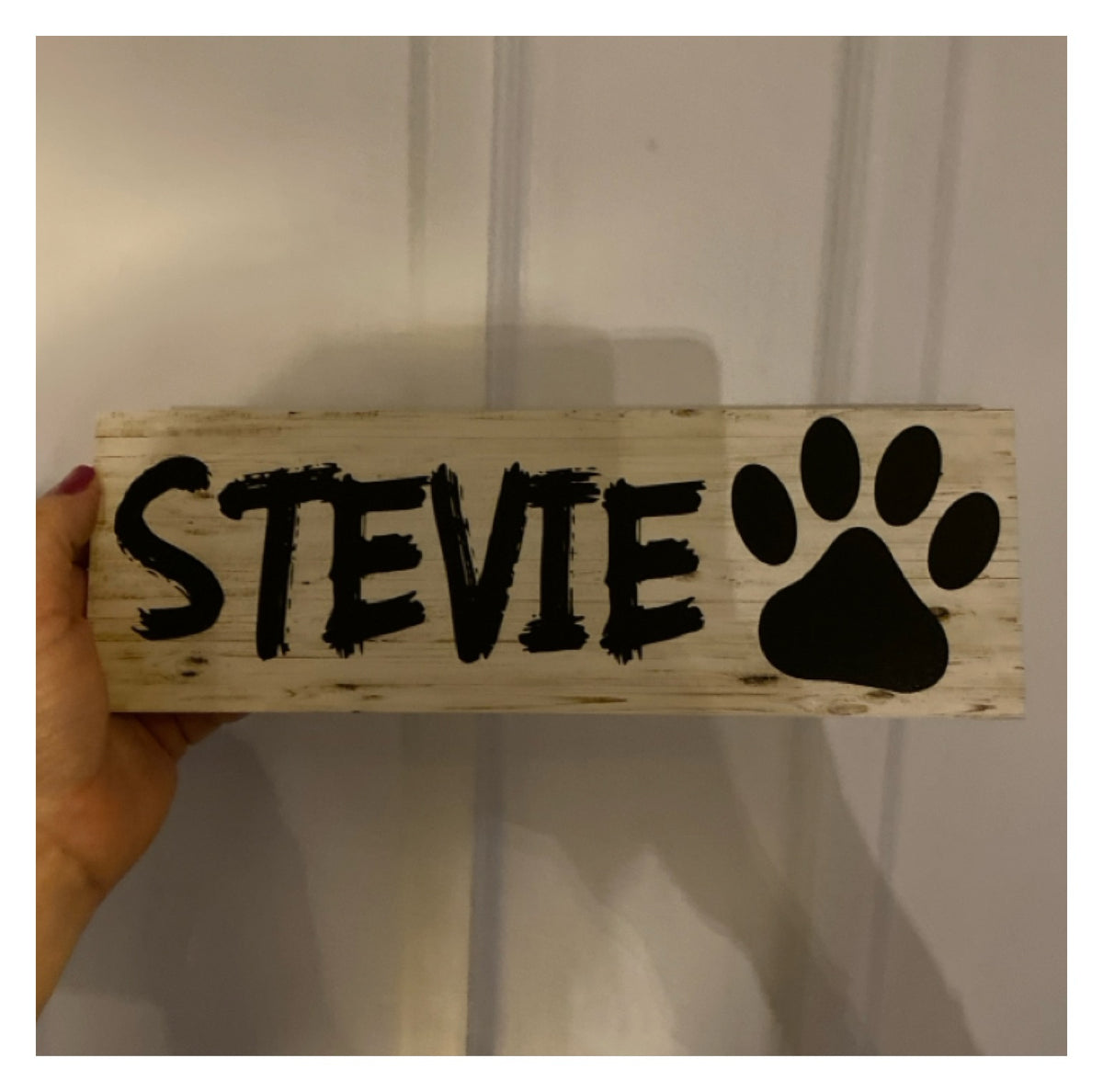 Custom Dog Kennel Sign or Sticker | Personalised Paw Print Pet Sign | Timber Look Acrylic | Aussie Made